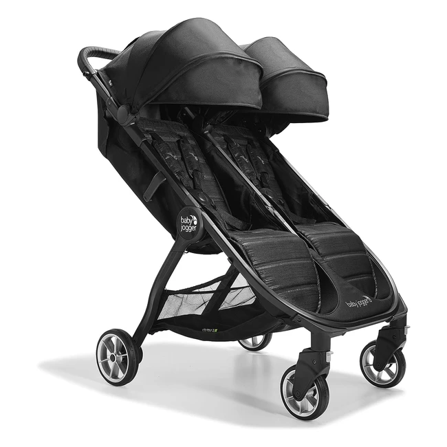 Baby Jogger City Tour 2 Double Travel Pushchair - Lightweight, Foldable, Portable - Pitch Black