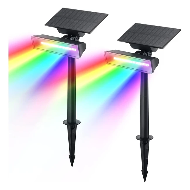 Linkind Starraymax Luci Solari Esterno Giardino RGB 54 LED Proiettore Colorate Lampada Solare Wallwasher IP65 Auto On/Off