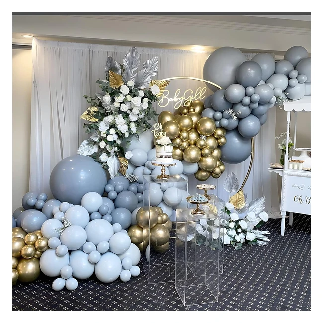 Kit Arche Ballon Anniversaire Bleu Or 105 - Décoration Anniversaire Fille Garçons Baptême Garçon Baby Shower Mariage Graduation