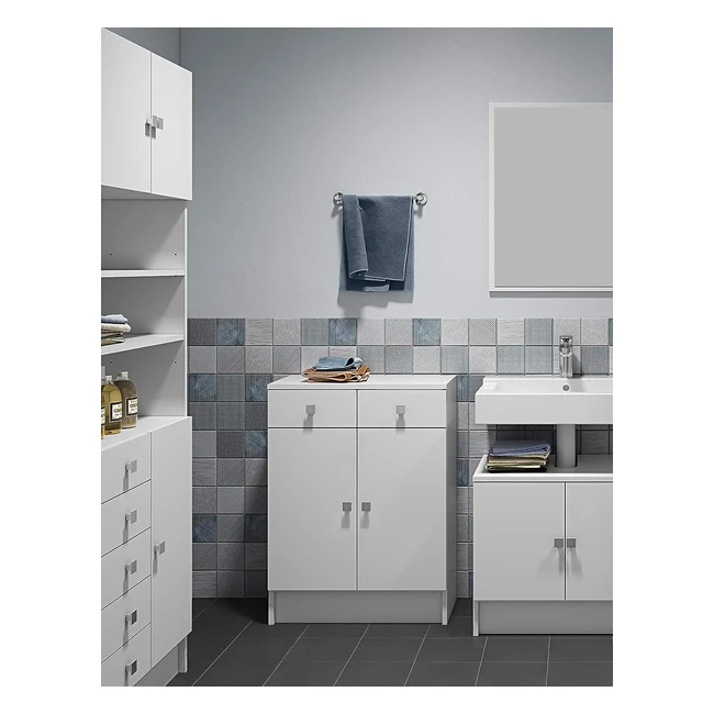 Meuble bas 2 portes 2 tiroirs blanc - Design contemporain