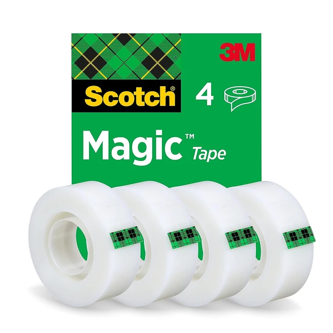 Scotch Magic Invisible Tape - 4 Rolls - 19mm x 33m - General Purpose Sticky Tape