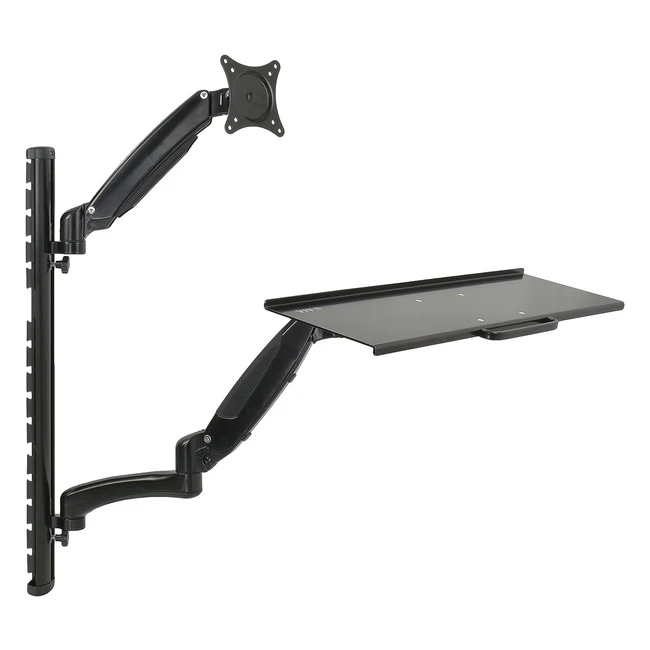 vivo Black Sit-Stand Wall Mount Workstation for Screens up to 27 inches - Stands