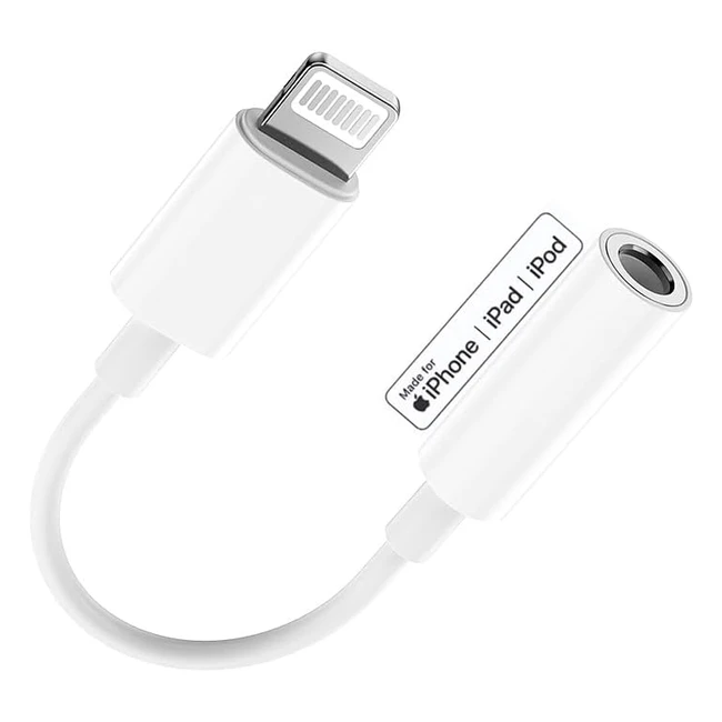 Adaptateur Lightning vers Jack 3.5 mm certifié Apple MFi - Prise audio auxiliaire pour iPhone - Compatible avec iPhone 14/13/12/iPad