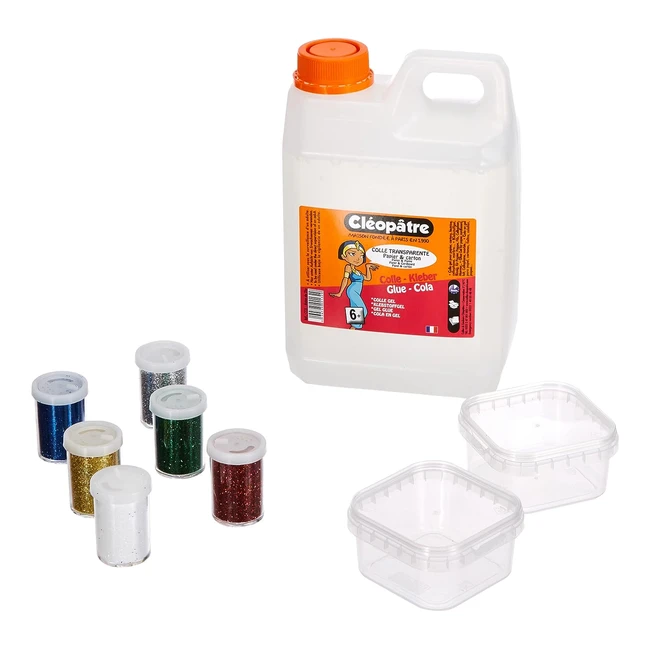 Cloptre CT2LPAILL2 - Set 2 kg Colla Trasparente  6 Tubi Glitter