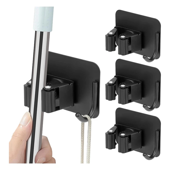 Colgador de Escobas y Fregonas Coolzon - Soporte Pared Autoadhesivo de Acero Ino