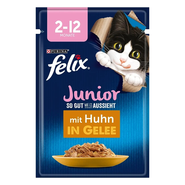 Felix Junior Kitten Nassfutter in Gelee mit Huhn 26er Pack 26x85g