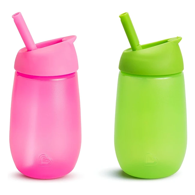 Munchkin Simple Clean Toddler Cup Set - BPA Free, Non-Spill, Dishwasher Safe - 2 Pack (Green/Pink)