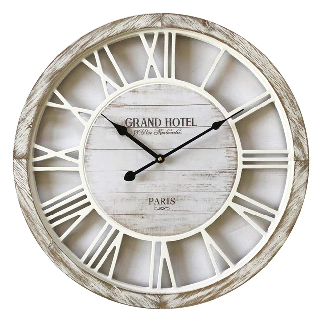 Reloj Decorativo de Madera Shabby Rebecca Mobili - Ref. RE6140 - Medidas 50cm x 45cm