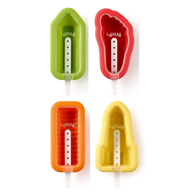 Stampi per Ghiacciolo Conico Impilabile in Silicone - LKU, Multicolore, 4 Pezzi