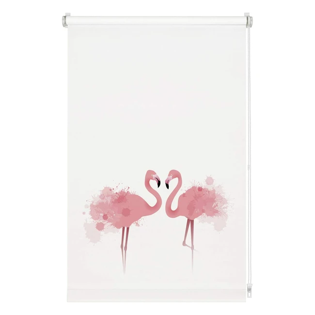 Store enrouleur Digiprint Flamant Rose - Fixation par serrage - Lumière du jour - 70 x 150 cm