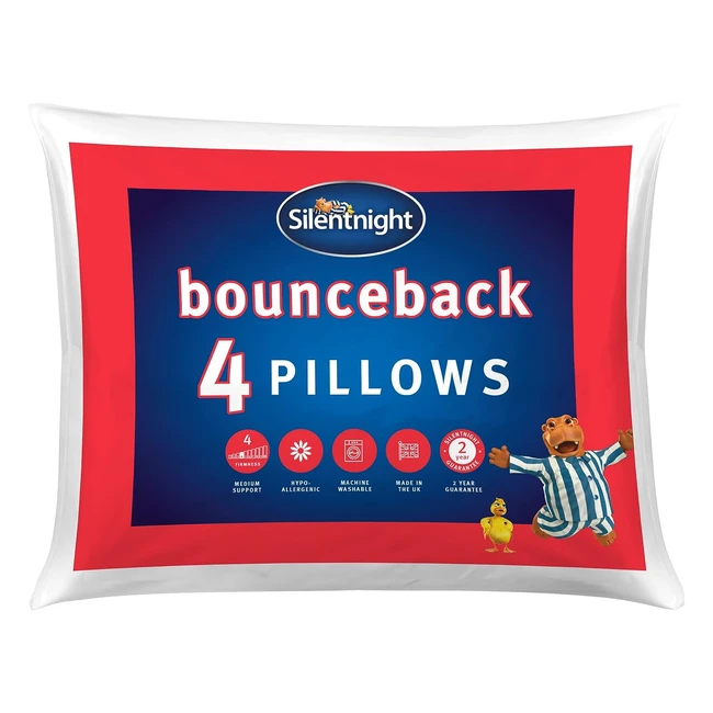 Silentnight Luxury Bounceback Pillows 4 Pack - Soft/Medium Support - Long Lasting Comfort