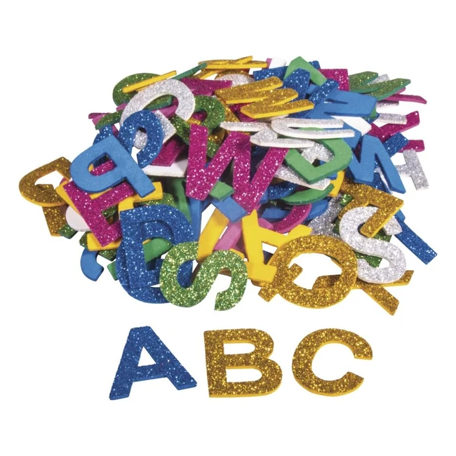 Letras de Goma Crepla Glitter Rayher 30227000 - 130 Piezas Autoadhesivas