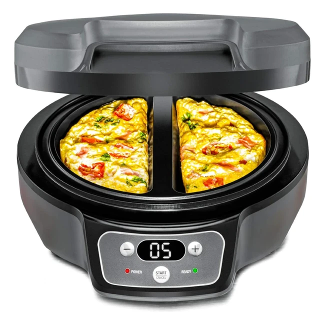Rommelsbacher Omelett Chef OM 950 - Cool Touch Gehäuse - Extra tiefe Backform für 2 Omelettes - Antihaftbeschichtung - 20 Min. Timer - LED Display - Überlaufkanal - 950 Watt