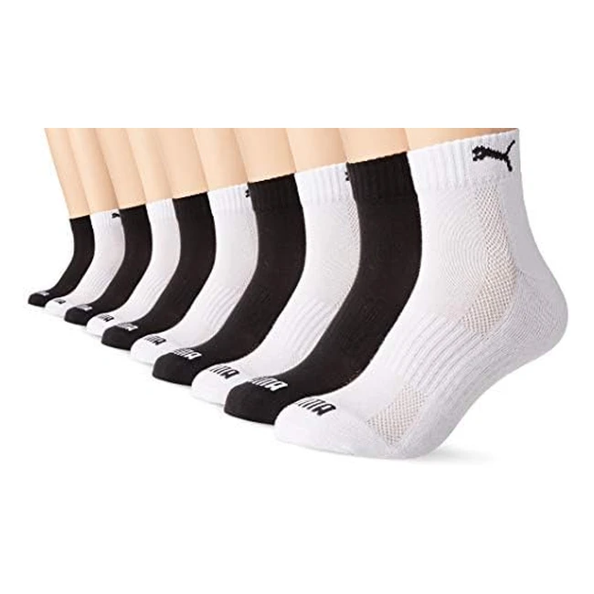 Calzini Puma Cushioned Quarter - Confezione da 5 - Nero/Bianco - 39-42 - Unisex