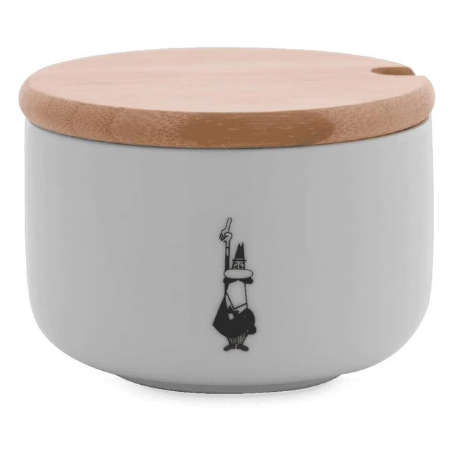 Sucrier Bialetti Y0TZ102 avec Couvercle en Bambou Porcelaine - Capacité 280g