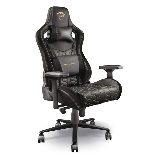 Trust Resto Gaming Stuhl, ergonomisches Design, hochwertiges PU-Leder, verstellbare Armlehnen, bis zu 150 kg Belastbarkeit