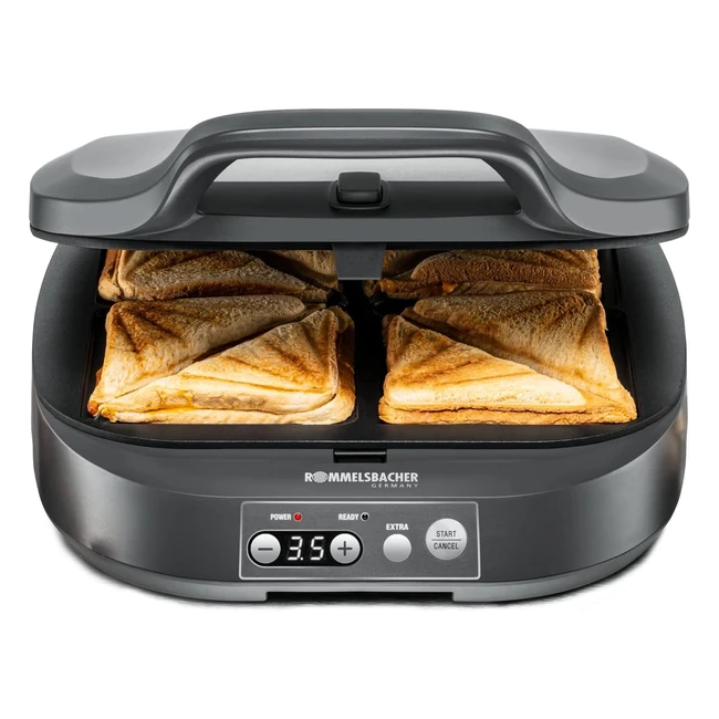 Rommelsbacher Sandwichmaker St 18004 XL, 1800 Watt, 15-Minuten-Timer, Cool-Touch-Gehäuse, Schiefergrau