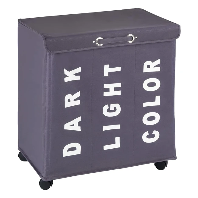 Wenko Portabiancheria Trivo Grigio - Capacità 116L - Poliestere - 56x60x35cm