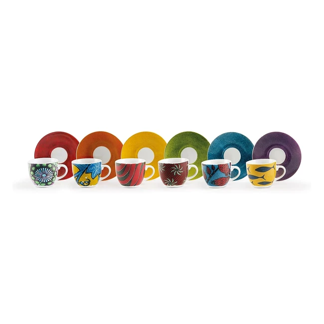 Juego de 6 tazas de caf Excelsa frica porcelana multicolor