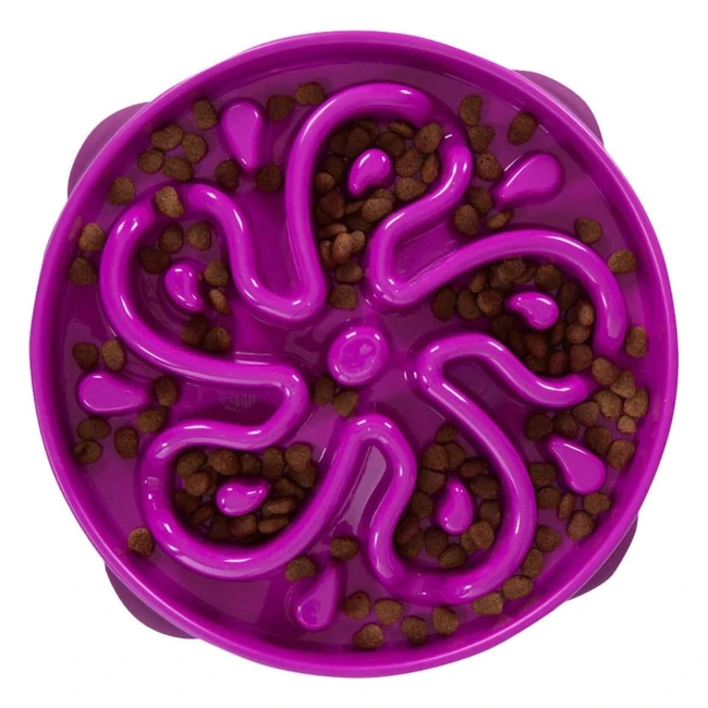 Outward Hound Fun Feeder Slo Bowl - Slow Feeder Dog Bowl - Large/Regular - Purple