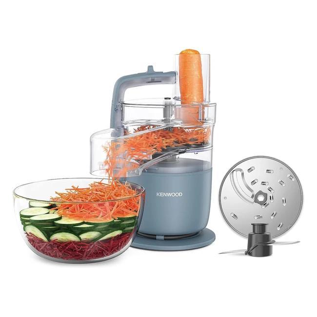 Kenwood Multipro Go FDP22130GY Kompaktküchenmaschine - Nur 30cm hoch - Schneiden, Reiben, Pürieren und Teig kneten - 650W - Blau