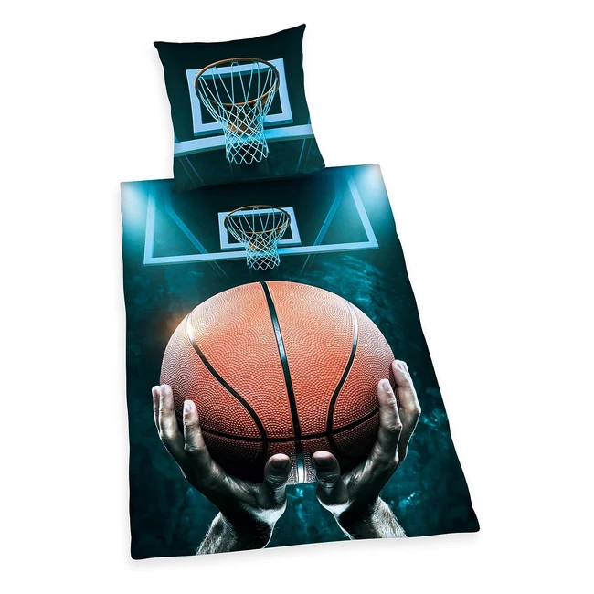 Set copripiumino singolo Young Collection Basketball, cotone multicolore, 135x200cm