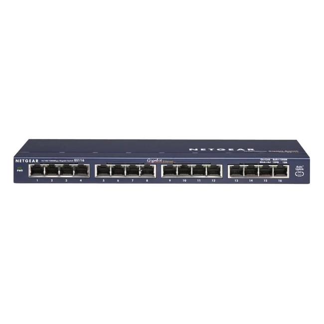 Switch Ethernet Netgear GS116, 16 ports RJ45 métal Gigabit 10/100/1000, idéal PME et TPE