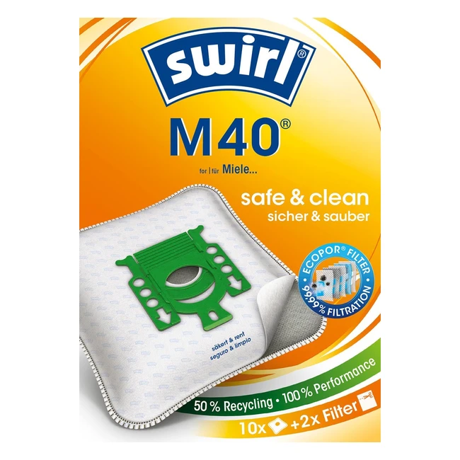 Swirl M40 Ecorpor Staubsaugerbeutel - 10 Beutel - Umweltschonend und Leistungsst