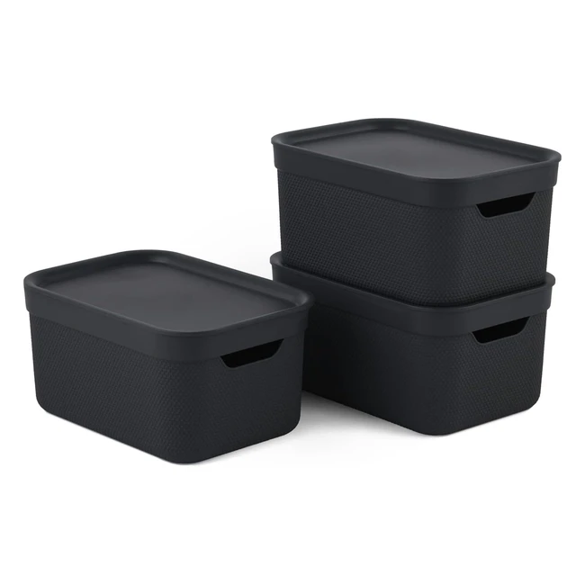 Jive Dekobox - Boîtes de rangement 5L avec couvercle plastique PP recyclé - Lot de 3