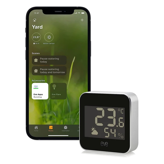 Estación Meteorológica Inteligente Eve Weather - Apple HomeKit - Registro de Temperatura, Humedad y Presión Atmosférica - IPX4 Bluetooth Thread