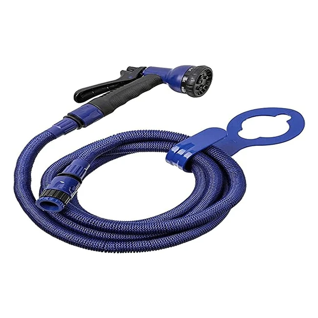 Tatay Tubo Irrigazione Estensibile Superflex 75m Leggero Pistola 8 Posizioni Conn. Universale Raccordo Rubinetto 3412 Femmina Gancio Blu