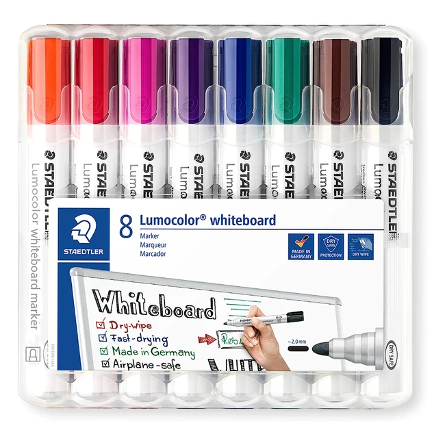 Staedtler Lumocolor 351 WP8 Whiteboard Marker, Bullet Tip 2mm, 8 Farben