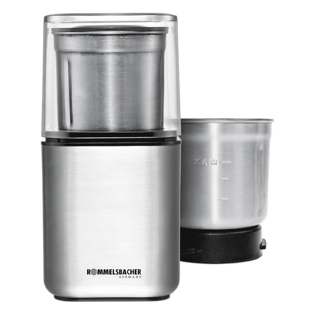 Rommelsbacher Gewürz- und Kaffeemühle EGK 200 - 2 Edelstahlbehälter, Schlagmesser und Spezialmesser, 70 g Fassungsvermögen