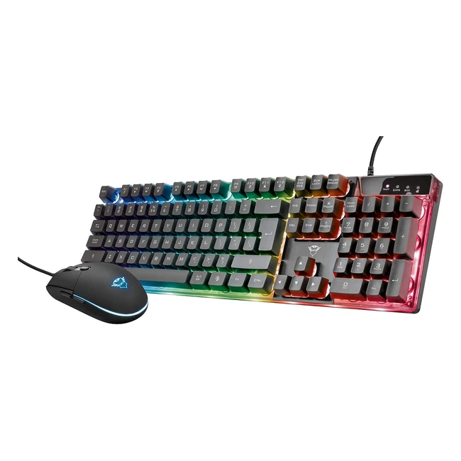 Trust Gaming Keyboard and Mouse Set GXT 838 Azor - QWERTY UK Layout, LED Illumination, 8 Key Antighosting, 12 Multimedia Keys