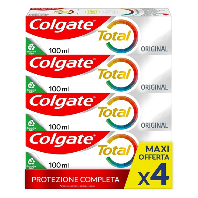Colgate Dentifricio Antibatterico Total Original - 4 Confezioni da 100ml