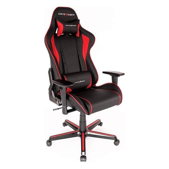 DX Racer Gaming Stuhl F08NR Series Schwarz/Rot - 3D Armlehne, Aluminium Drehkreuz