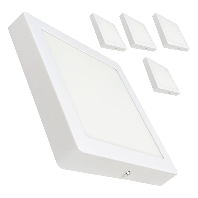 Pack 5x Plafón LED Superficie Cuadrado 220x220mm 20W Blanco Frío 6500K