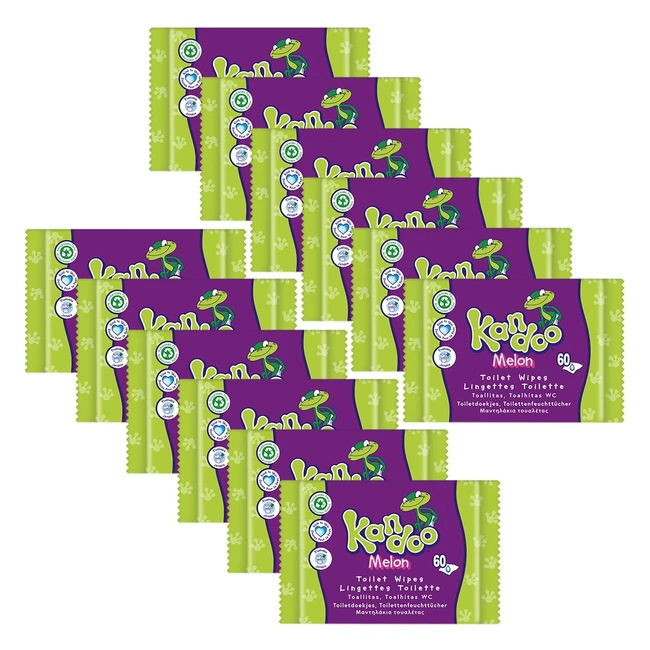 Kandoo Melon Sensitive Wipes - 12 Packs of 60 Wipes 720 Total - Gentle Cleansi