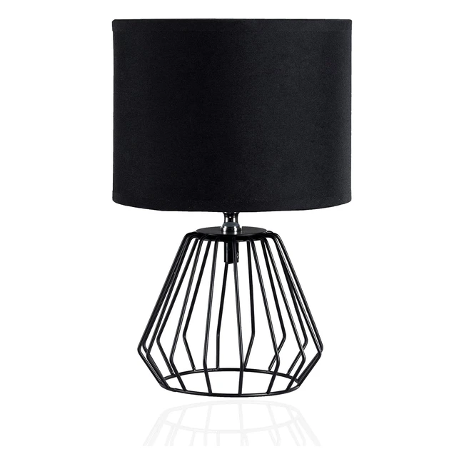 Lampe de chevet noire Pauleen 48016 avec abat-jour en tissu métallisé - Max 20W - Sans ampoule