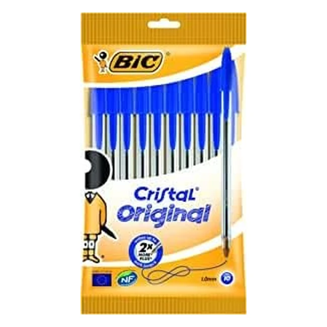 BIC Cristal Kugelschreiber Blau, 1mm Spitze, 10mm Strichbreite, 10er Pack