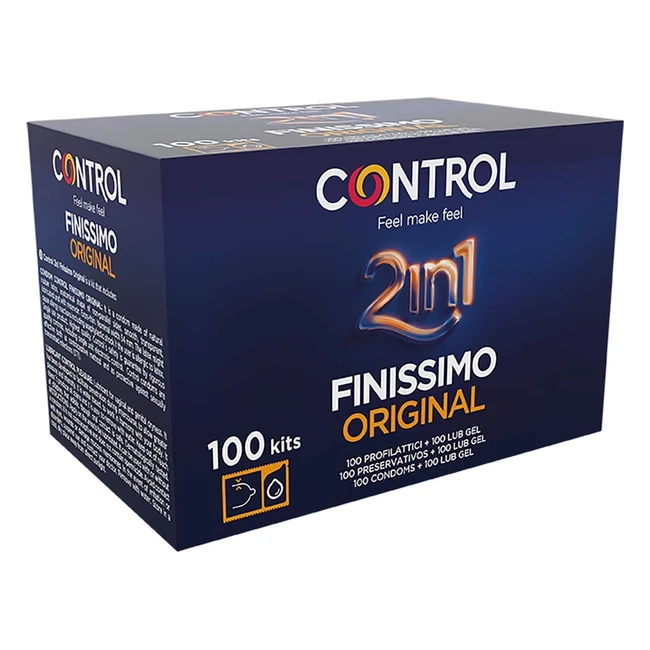 Control 2 in 1 Finissimo - Preservativi Super Sottili 0.05mm - Gel Lubrificante - Pacco da 100