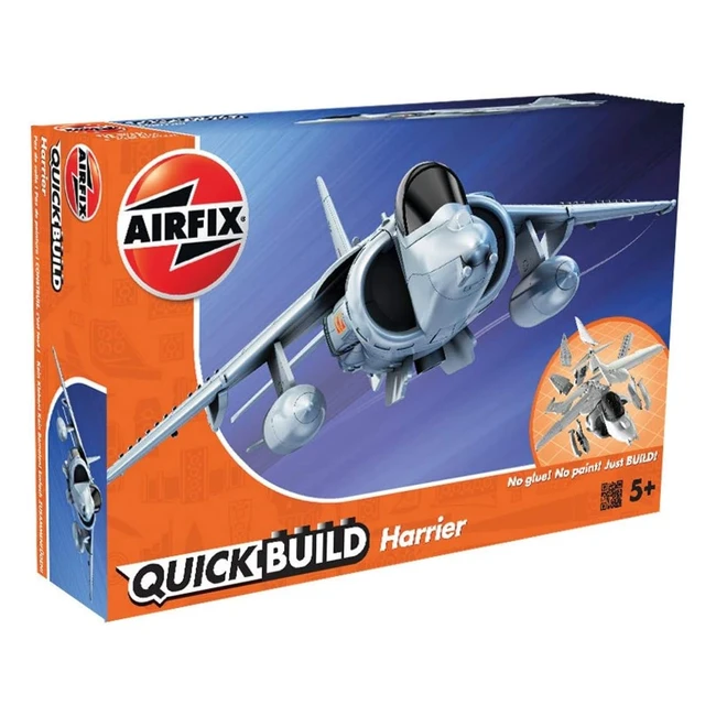Airfix Quick Build J6009 BAE Harrier Aircraft Model Kit - Simple Construction, No Paint or Glue