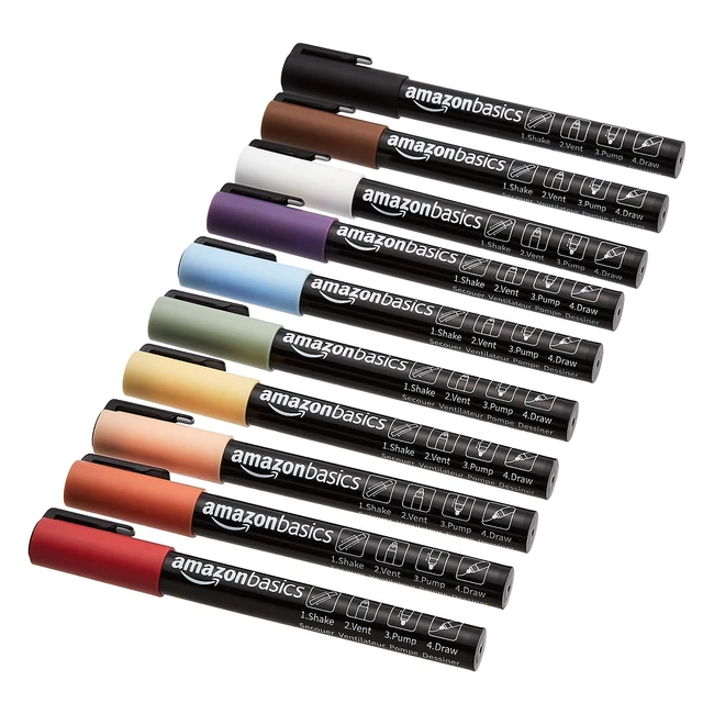 Amazon Basics Chalk Markers - Fine Point, Reversible Tip - Classic Colors - Ref. 12345