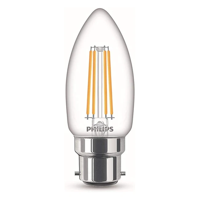 Philips LED Premium Classic Candle Filament Light Bulb B22 Bayonet Cap 4W Warm White