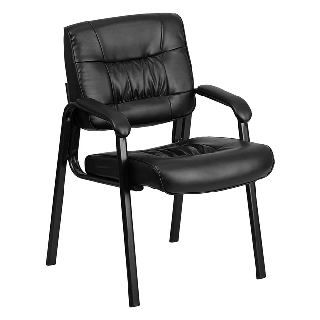 Flash Furniture BT1404GG Black Leather Guest/Reception Chair - Comfortable and Stylish