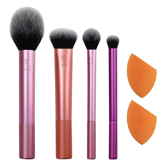Real Techniques Everyday Essentials Plus - Purple, 6 Count Pack of 1 - Master Prostyled Looks for Face, Cheeks, and Eyes