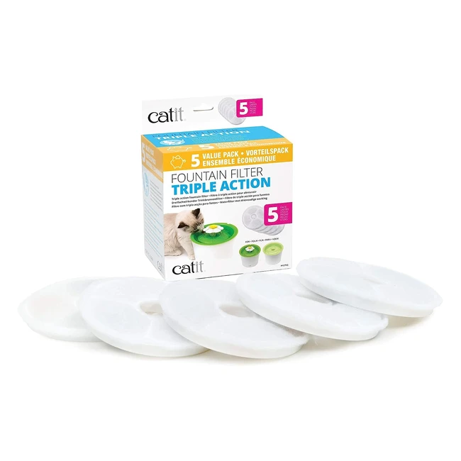 Genuine Catit Fountain Filters - Pack of 5 - Fresh & Clear Fountains - Ref. 3LFF
