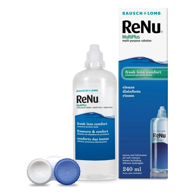 Renu Multiplus Contact Lens Solution 240ml - Moisturize, Clean, Disinfect & Store