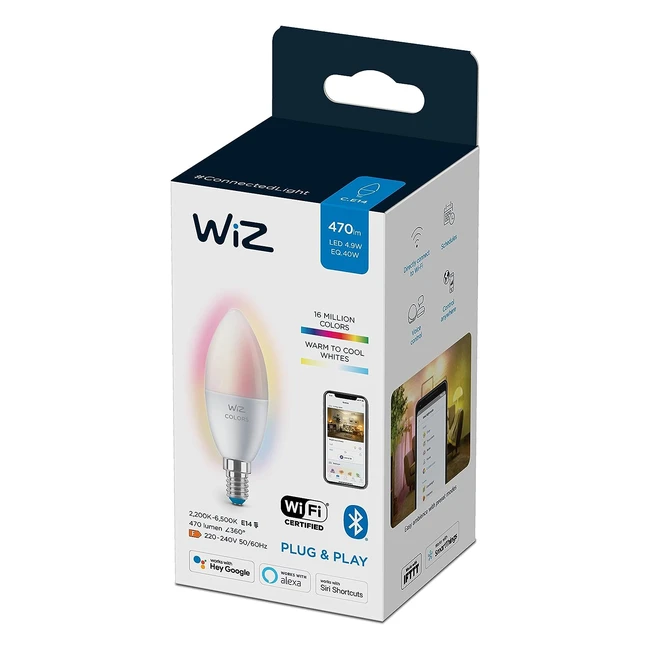 Wiz Colour E14 Smart Wifi Candle Light Bulb 40W - App Control