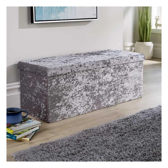Extra Large Ottoman - Ice Grey, Home Source, Foldable Storage, W100cm